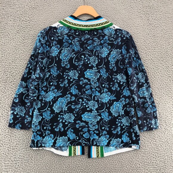 Chicos Sweater Womens 0 US Small Blue Floral Perfect Layer Cardigan 3/4 Sleeves - Picture 3 of 10